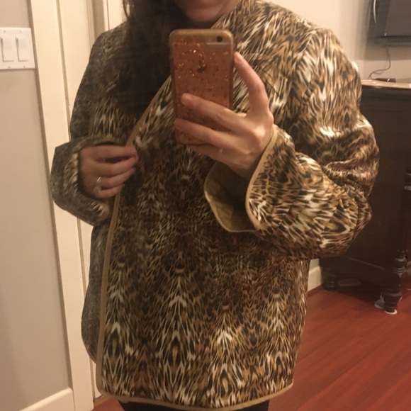 Quilted Bomber AnimalPrint Reversible Blazer - Picture 7 of 8